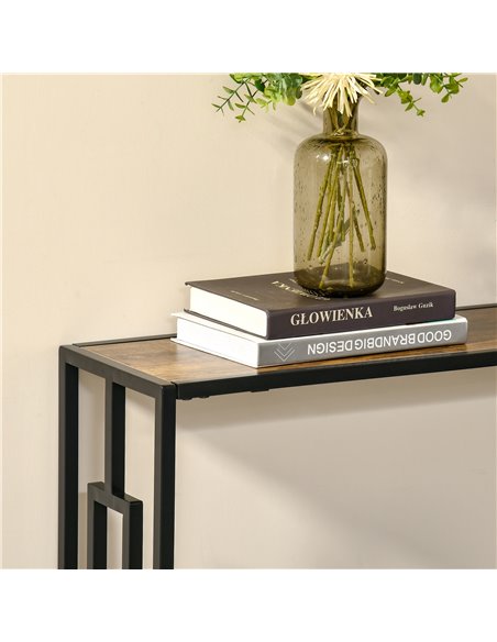 HOMCOM Industrial Console Table with Storage Shelf, Narrow Hallway Dressing Desk with Metal Frame for Living Room, Bedroom, Rust - pic 70925 | FastDaddyshop