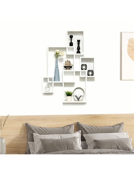 HOMCOM Interlocking Cube Floating Shelves, Wall Mounted Display Shelf for Living Room, Bedroom, Hallways, White 830-608V00WT - pic 70937 | FastDaddyshop
