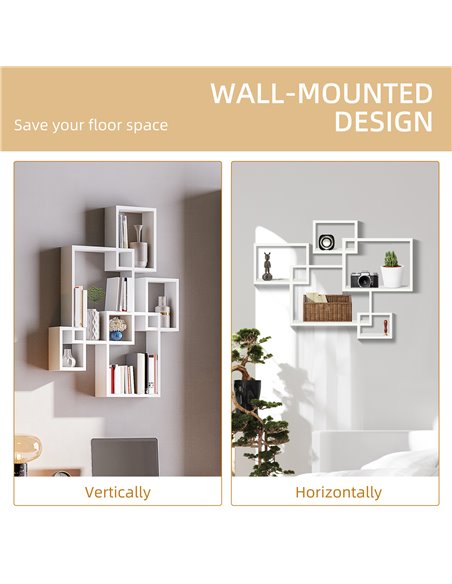 HOMCOM Interlocking Cube Floating Shelves, Wall Mounted Display Shelf for Living Room, Bedroom, Hallways, White 830-608V00WT - pic 70939 | FastDaddyshop