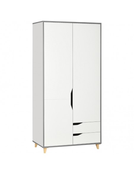 Homcom Wardrobe with 2 Doors, 2 Drawers, Hanging Rail, Shelves, White - pic 7094 | FastDaddyshop