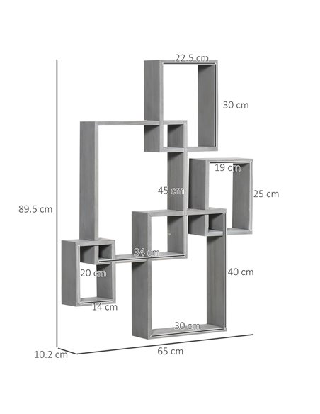 HOMCOM Interlocking Cube Floating Shelves, Wall Mounted, Display Shelf for Living Room, Bedroom, Hallways, Grey 830-608V00GY - pic 70947 | FastDaddyshop