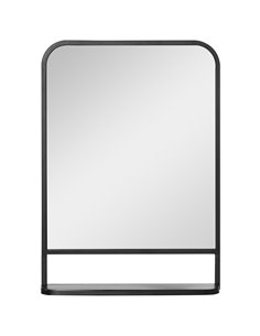 HOMCOM Square Wall Mirror with Storage Shelf, 70 x 50 cm, Contemporary Design for Living Room, Bedroom, Black 830-633V00BK