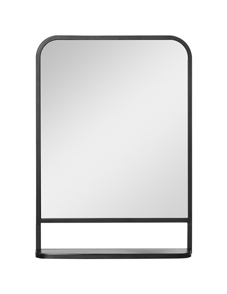 HOMCOM Square Wall Mirror with Storage Shelf, 70 x 50 cm, Contemporary Design for Living Room, Bedroom, Black 830-633V00BK - pic 70954 | FastDaddyshop