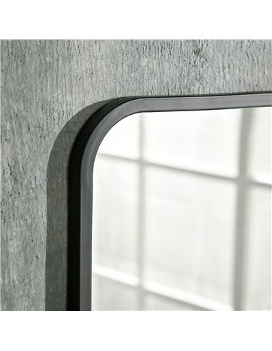 HOMCOM Square Wall Mirror with Storage Shelf, 70 x 50 cm, Contemporary Design for Living Room, Bedroom, Black 830-633V00BK