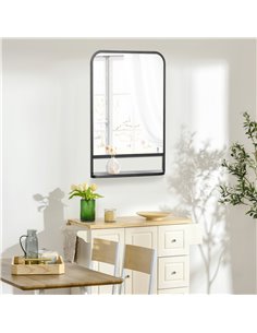 HOMCOM Modern Wall Mirror with Storage Shelf, 86 x 53 cm, Contemporary Design for Bedroom, Living Room, Black 830-633V01BK 2
