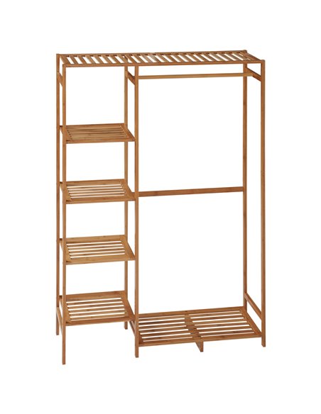 HOMCOM Bamboo Clothes Rack with 6-Tier Storage Shelf, Natural 850-250V00ND - pic 70990 | FastDaddyshop