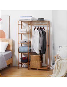 HOMCOM Bamboo Clothes Rack with 6-Tier Storage Shelf, Natural 850-250V00ND 2
