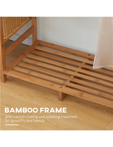 HOMCOM Bamboo Clothes Rack for Bedroom Garment Rack with 6-Tier Storage Shelf Hanging Rod Clothes Rail for Living Room Entryway  - pic 70994 | FastDaddyshop