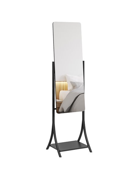 HOMCOM Free Standing Full-Length Mirror with Storage Shelf, Adjustable Angle for Living Room, Bedroom, Hallway 831-684V00BK - pic 70999 | FastDaddyshop