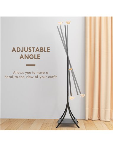HOMCOM Free Standing Full-Length Mirror with Storage Shelf, Adjustable Angle for Living Room, Bedroom, Hallway 831-684V00BK