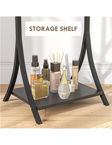 HOMCOM Free Standing Full-Length Mirror with Storage Shelf, Adjustable Angle for Living Room, Bedroom, Hallway 831-684V00BK