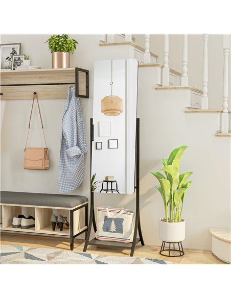 HOMCOM Free Standing Full-Length Mirror with Storage Shelf, Adjustable Angle for Living Room, Bedroom, Hallway 831-684V00BK - pic 71005 | FastDaddyshop
