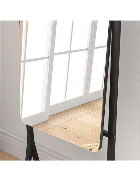 HOMCOM Free Standing Full-Length Mirror with Storage Shelf, Adjustable Angle for Living Room, Bedroom, Hallway 831-684V00BK - pic 71006 | FastDaddyshop