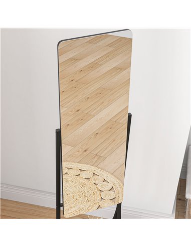 HOMCOM Free Standing Full-Length Mirror with Storage Shelf, Adjustable Angle for Living Room, Bedroom, Hallway 831-684V00BK