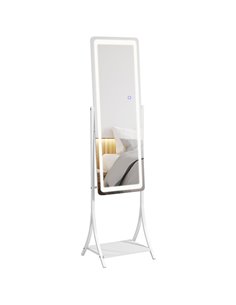 HOMCOM Full Length Dressing Mirror with LED Lights, Adjustable Colour Temperature, Storage Shelf, Ideal for Outfit Checks 831-68