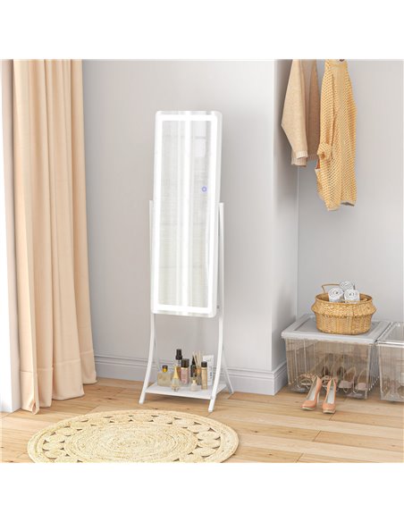 HOMCOM Full Length Dressing Mirror with LED Lights, Adjustable Colour Temperature, Storage Shelf, Ideal for Outfit Checks 831-68 - pic 71009 | FastDaddyshop