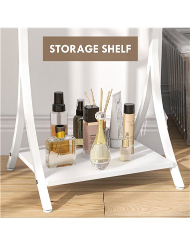 HOMCOM Full Length Dressing Mirror with LED Lights, Adjustable Colour Temperature, Storage Shelf, Ideal for Outfit Checks 831-68