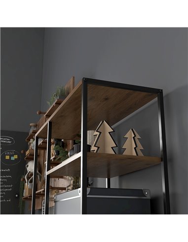 HOMCOM Seven-Shelf Industrial Display Shelf, with Drawers - Brown/Black 838-380V00BN