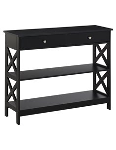 HOMCOM Console Table Side Desk with Shelves, Drawers, Black 837-107BK