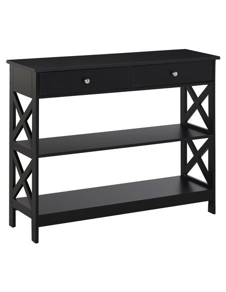 HOMCOM Console Table Side Desk with Shelves, Drawers, Black 837-107BK - pic 71044 | FastDaddyshop