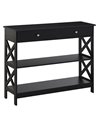 HOMCOM Console Table Side Desk with Shelves, Drawers, Black 837-107BK