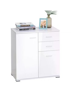 HOMCOM High Gloss Side Cabinet, Modern Design, 71x35x76 cm, Ample Storage Space, White 02-0673