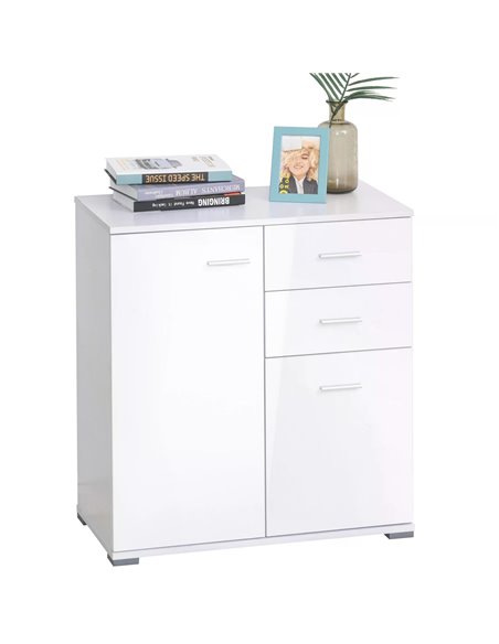 HOMCOM High Gloss Side Cabinet, Modern Design, 71x35x76 cm, Ample Storage Space, White 02-0673 - pic 71062 | FastDaddyshop