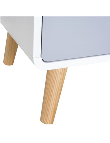 HOMCOM Bedside Cabinet in Scandinavian Design, Storage Nightstand with Drawer, White/Grey/Natural, 40Lx38Wx58H cm 831-197