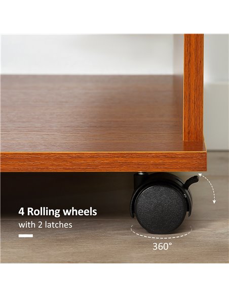HOMCOM Open Wardrobe with Hanging Rail and Storage Shelves w/Wheels Bedroom-Walnut - pic 7108 | FastDaddyshop
