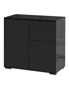 HOMCOM High Gloss Sideboard, Side Cabinet, Push-Open Design with 2 Drawer for Living Room, Bedroom, Black 838-075BK