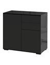 HOMCOM High Gloss Sideboard, Side Cabinet, Push-Open Design with 2 Drawer for Living Room, Bedroom, Black 838-075BK
