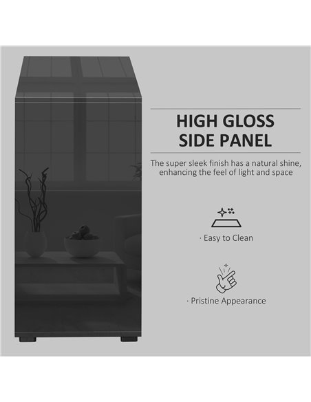 HOMCOM High Gloss Sideboard, Side Cabinet, Push-Open Design with 2 Drawer for Living Room, Bedroom, Black 838-075BK - pic 71093 | FastDaddyshop