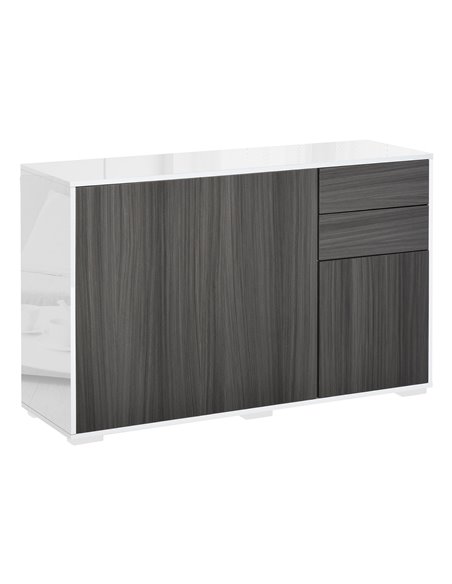 HOMCOM Sideboard High Gloss, Living Room Bedroom Side Cabinet, Push-Open, 2 Drawers, Light Grey and White 838-077GY - pic 71098 | FastDaddyshop