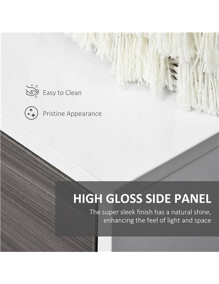 HOMCOM Sideboard High Gloss, Living Room Bedroom Side Cabinet, Push-Open, 2 Drawers, Light Grey and White 838-077GY - pic 71103 | FastDaddyshop
