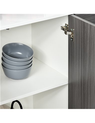 HOMCOM Sideboard High Gloss, Living Room Bedroom Side Cabinet, Push-Open, 2 Drawers, Light Grey and White 838-077GY