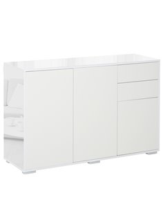 HOMCOM High Gloss Sideboard, Side Cabinet, Push-Open Design with 2 Drawer for Living Room, Bedroom, White 838-077CW