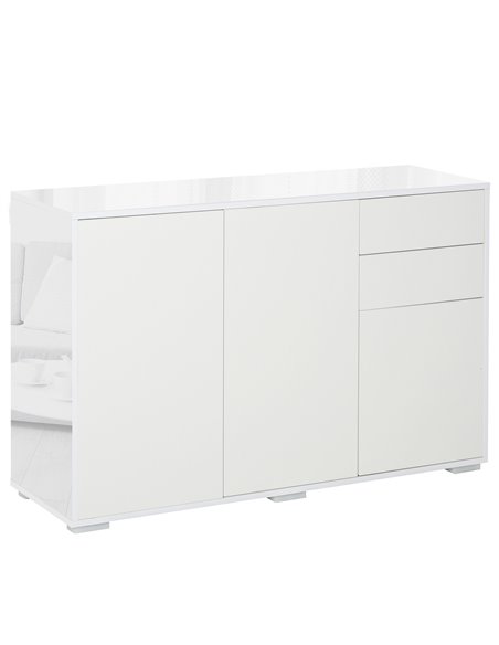 HOMCOM High Gloss Sideboard, Side Cabinet, Push-Open Design with 2 Drawer for Living Room, Bedroom, White 838-077CW - pic 71107 | FastDaddyshop