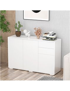 HOMCOM High Gloss Sideboard, Side Cabinet, Push-Open Design with 2 Drawer for Living Room, Bedroom, White 838-077CW 2