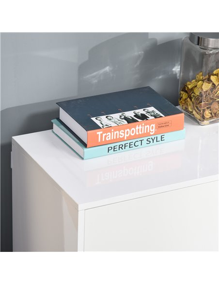 HOMCOM High Gloss Sideboard, Side Cabinet, Push-Open Design with 2 Drawer for Living Room, Bedroom, White 838-077CW - pic 71115 | FastDaddyshop