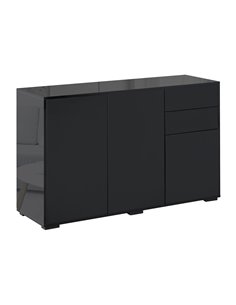 HOMCOM High Gloss Sideboard, Side Cabinet, Push-Open Design with 2 Drawer for Living Room, Bedroom, Black 838-077BK