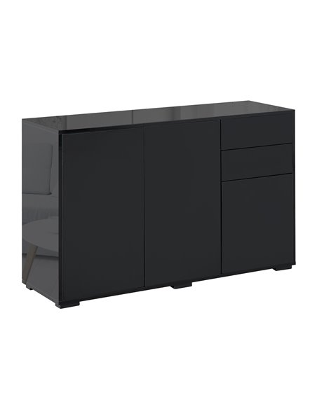 HOMCOM High Gloss Sideboard, Side Cabinet, Push-Open Design with 2 Drawer for Living Room, Bedroom, Black 838-077BK - pic 71116 | FastDaddyshop