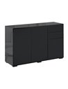 HOMCOM High Gloss Sideboard, Side Cabinet, Push-Open Design with 2 Drawer for Living Room, Bedroom, Black 838-077BK