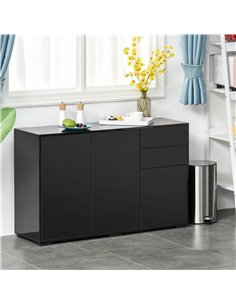 HOMCOM High Gloss Sideboard, Side Cabinet, Push-Open Design with 2 Drawer for Living Room, Bedroom, Black 838-077BK 2