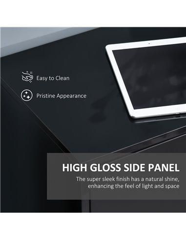 HOMCOM High Gloss Sideboard, Side Cabinet, Push-Open Design with 2 Drawer for Living Room, Bedroom, Black 838-077BK