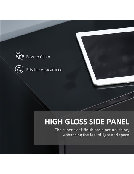 HOMCOM High Gloss Sideboard, Side Cabinet, Push-Open Design with 2 Drawer for Living Room, Bedroom, Black 838-077BK - pic 71121 | FastDaddyshop