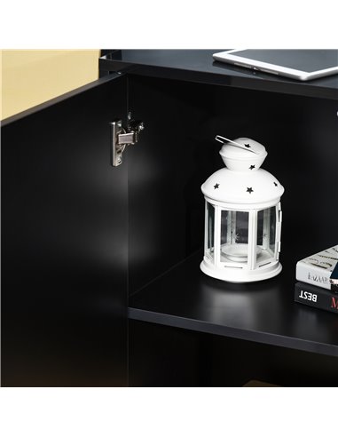 HOMCOM High Gloss Sideboard, Side Cabinet, Push-Open Design with 2 Drawer for Living Room, Bedroom, Black 838-077BK