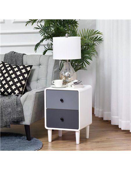 HOMCOM Contemporary Side Cabinet Nightstand, Home Storage Organizer with 2 Drawers for Bedroom, Living Room 831-359 - pic 71126 | FastDaddyshop