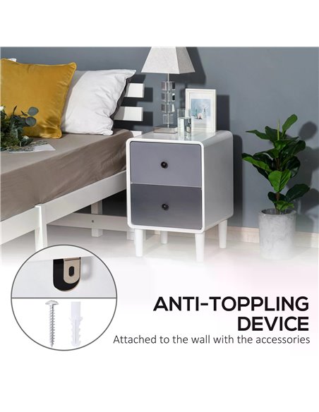 HOMCOM Contemporary Side Cabinet Nightstand, Home Storage Organizer with 2 Drawers for Bedroom, Living Room 831-359 - pic 71131 | FastDaddyshop