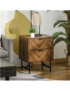 HOMCOM Herringbone Pattern Side Cabinet, Walnut Brown 831-354 2