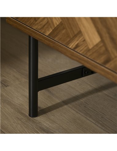 HOMCOM Herringbone Pattern Side Cabinet, Home Organizer with 2 Drawers, Hidden Handles, for Bedroom or Living Room, Walnut Brown